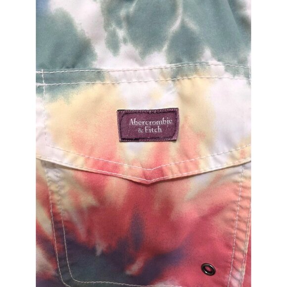 Abercrombie & Fitch Mens Tie-Dye Swim Shorts With Drawstring Waist & Back Pocket - Picture 5 of 9